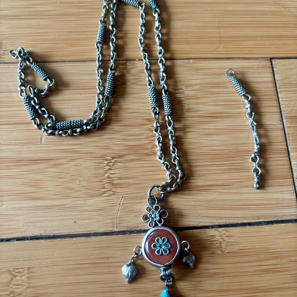 70s Silver Charm Necklace with Extender